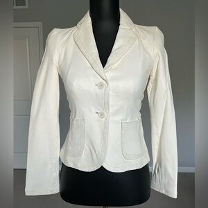 Banana Republic leather Blazer jacket Ivory Off White